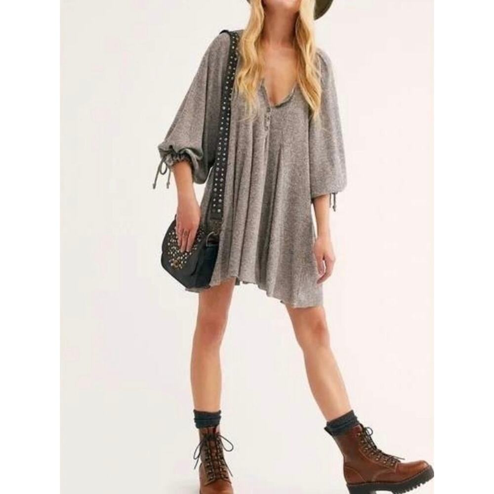 Free People Gray Mini Swing Dress